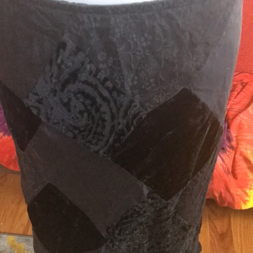Black Patchwork Velvet & Silk skirt - Picture 3 of 5